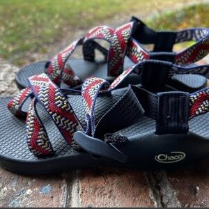 Chaco Red and Blue Sandals with Adjustable Straps